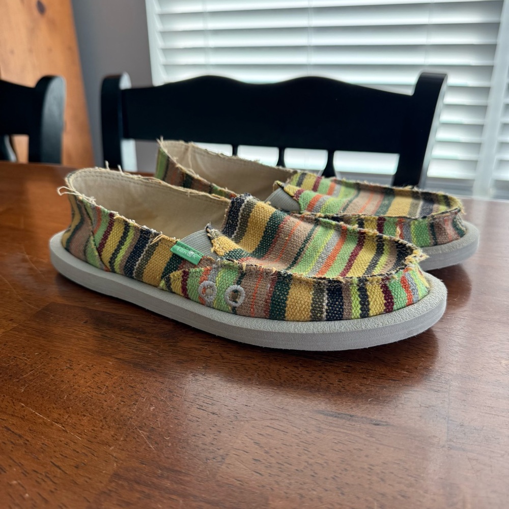 Striped women’s Sanuk slip on Shoes